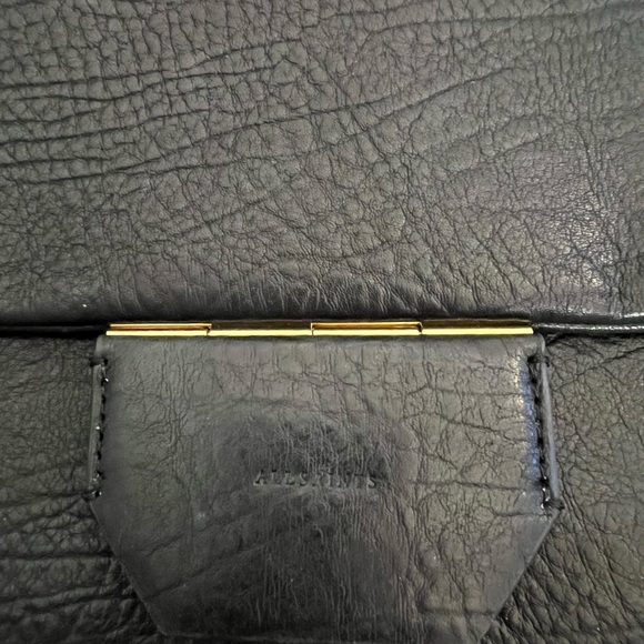 All Saints Ondine Black Leather Shoulder Bag Preppy Moto Classic Chic - Picture 2 of 10